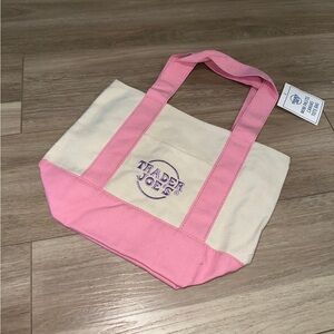 Trader Joes Mini Pastel Canvas Tote Bag pink